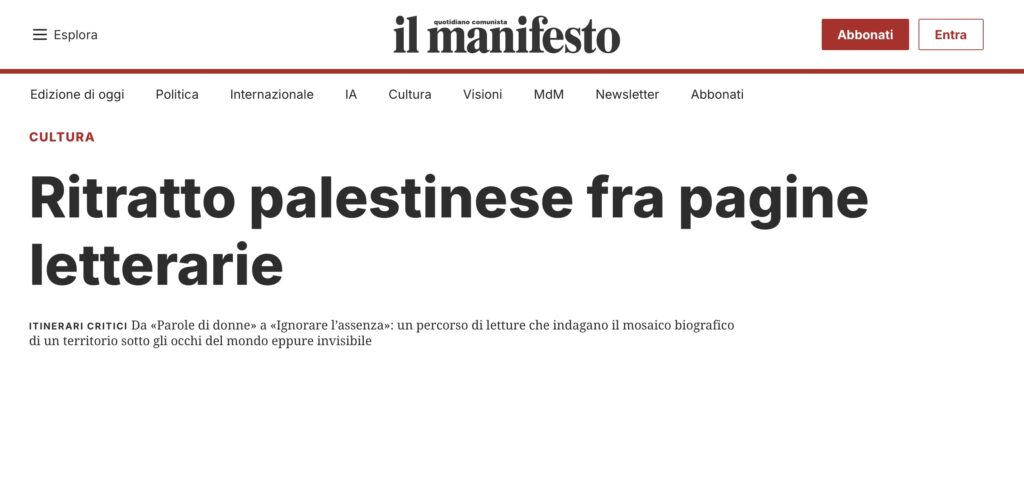 Rassegna stampa Il Manifesto Ignorare L'assenza Valeria Roma